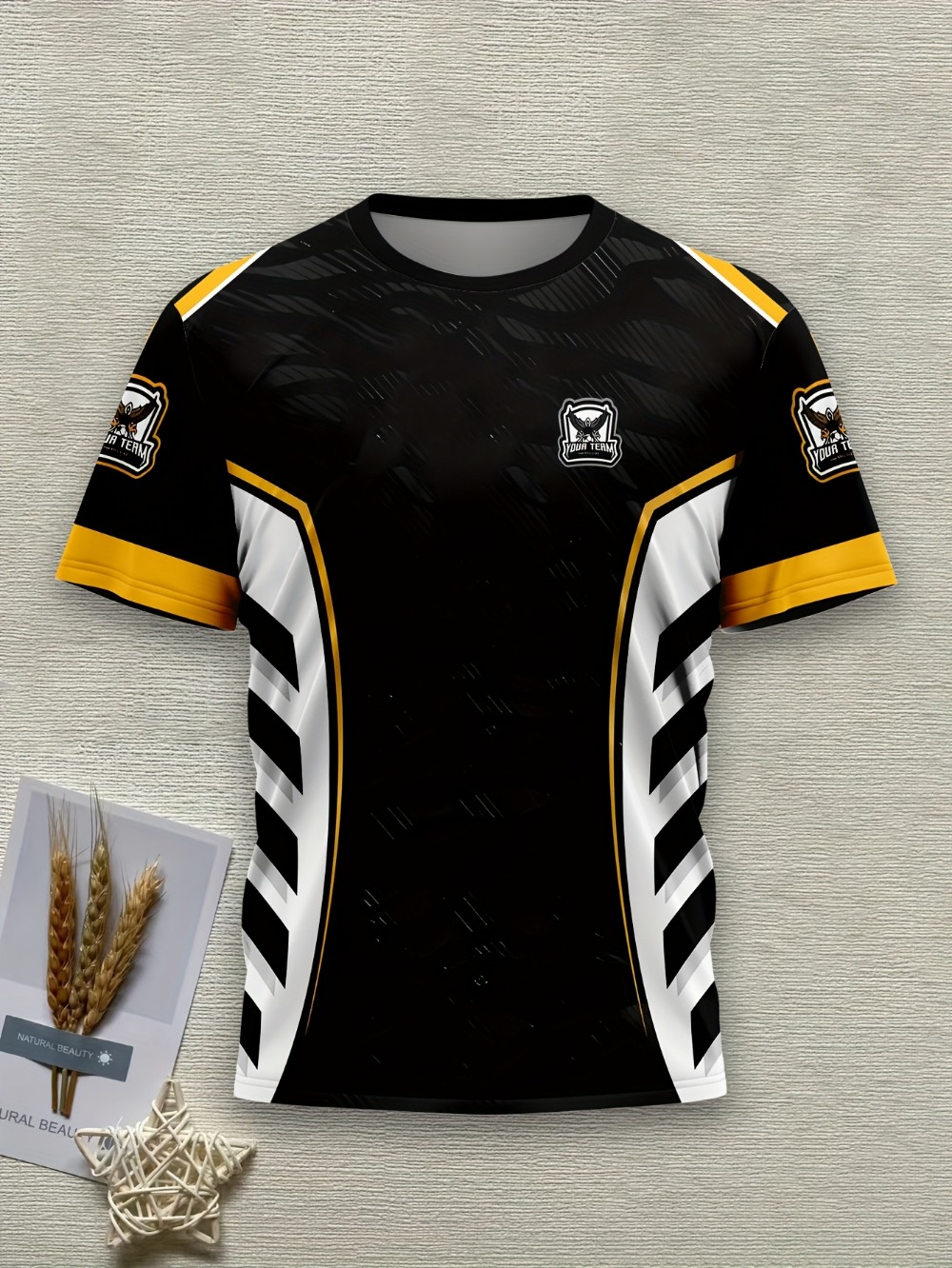 남성용 게이밍 e스포츠 팀 저지 티셔츠, 블랙-골드-화 - Esports Gaming Team Logo 리뷰 및 가격